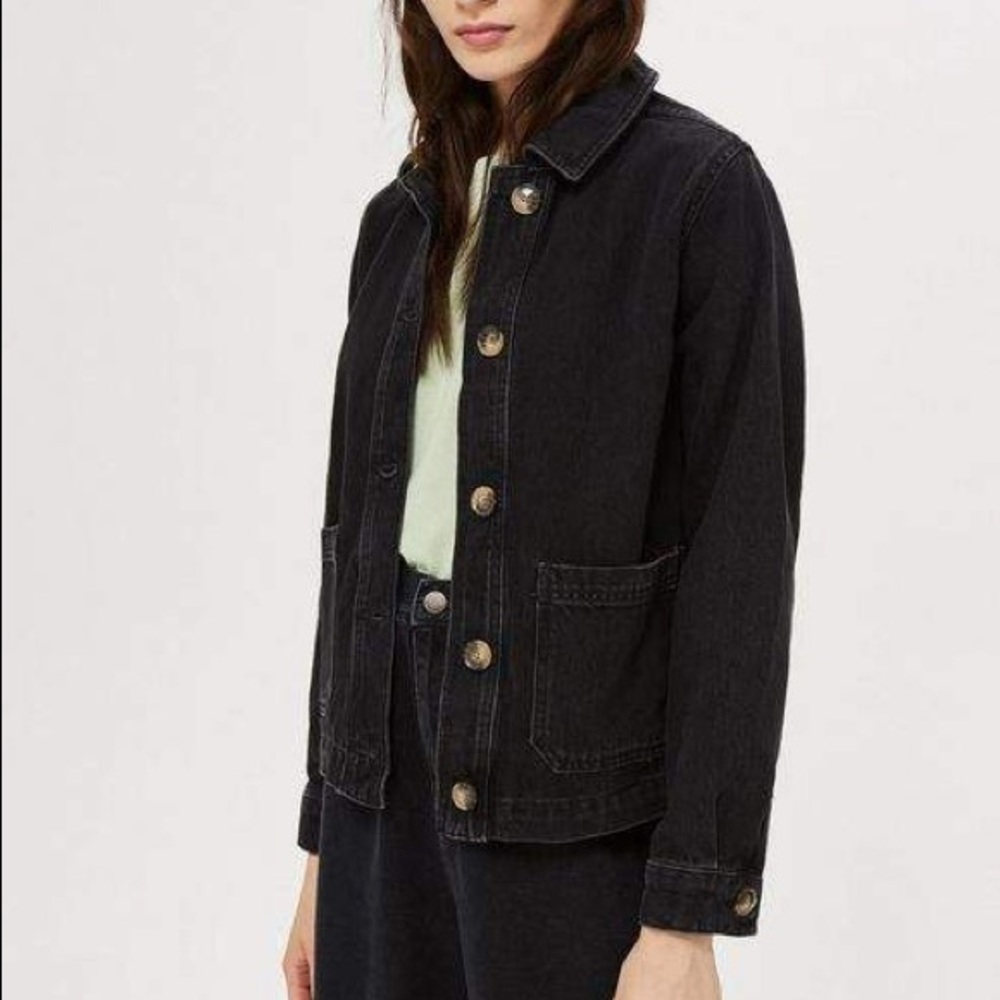 ISO Topshop Moto Horn Button Denim Shirt Jacket